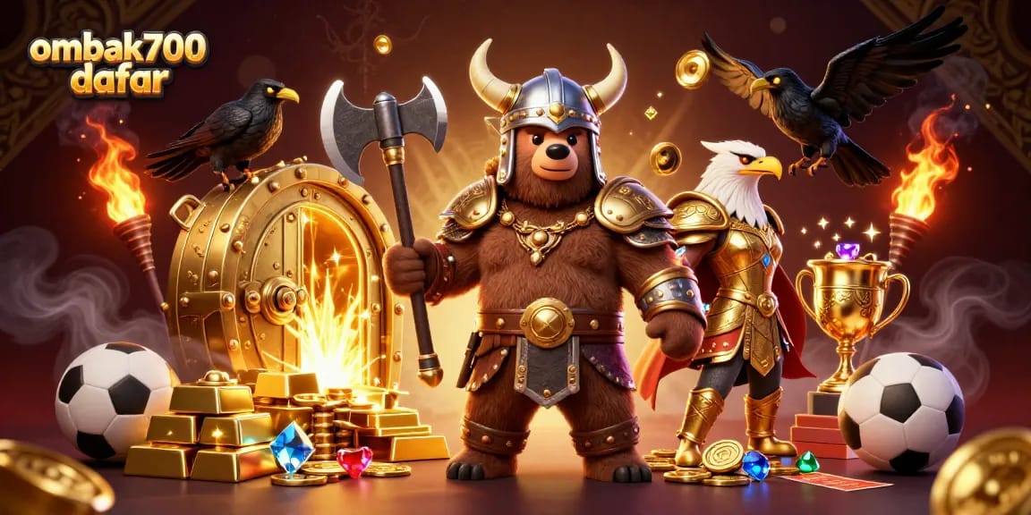 Desain menonjolkan ombak700 daftar dengan karakter Viking dan elemen taruhan olahraga untuk promosi