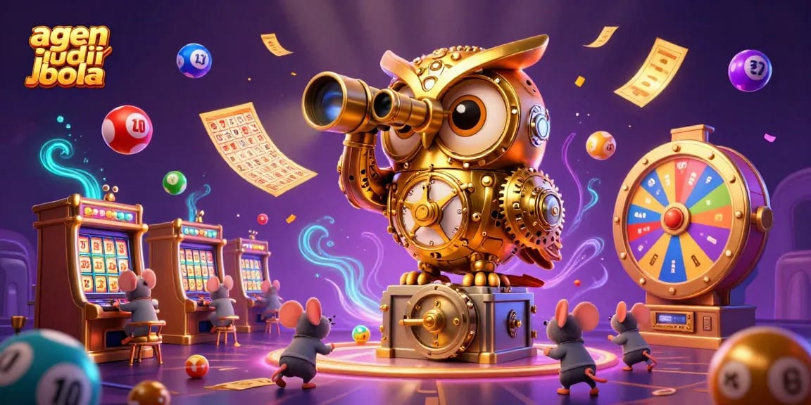 Experience the thrill of agen judi bola with vibrant 3D casino elements in a magical setting.
