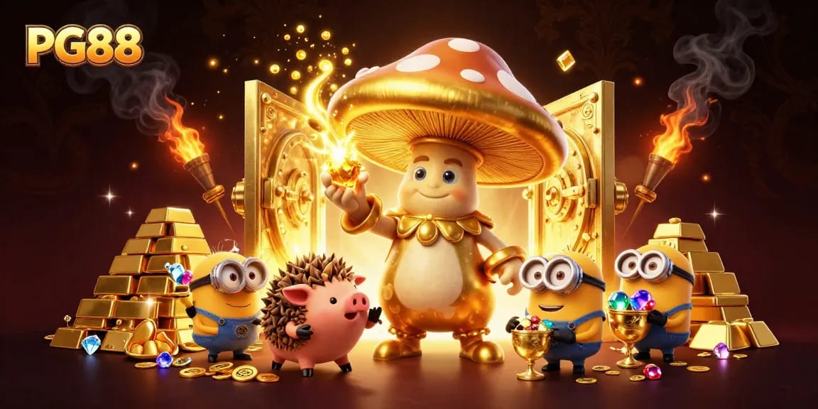 Experience PG88's magical gaming realm with golden treasures and enchanting characters.