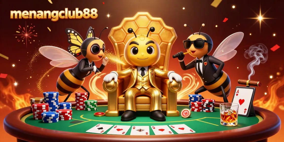 Engage in exciting gameplay at menangclub88 with the bumblebee mob boss presiding over a high-stakes poker scene.