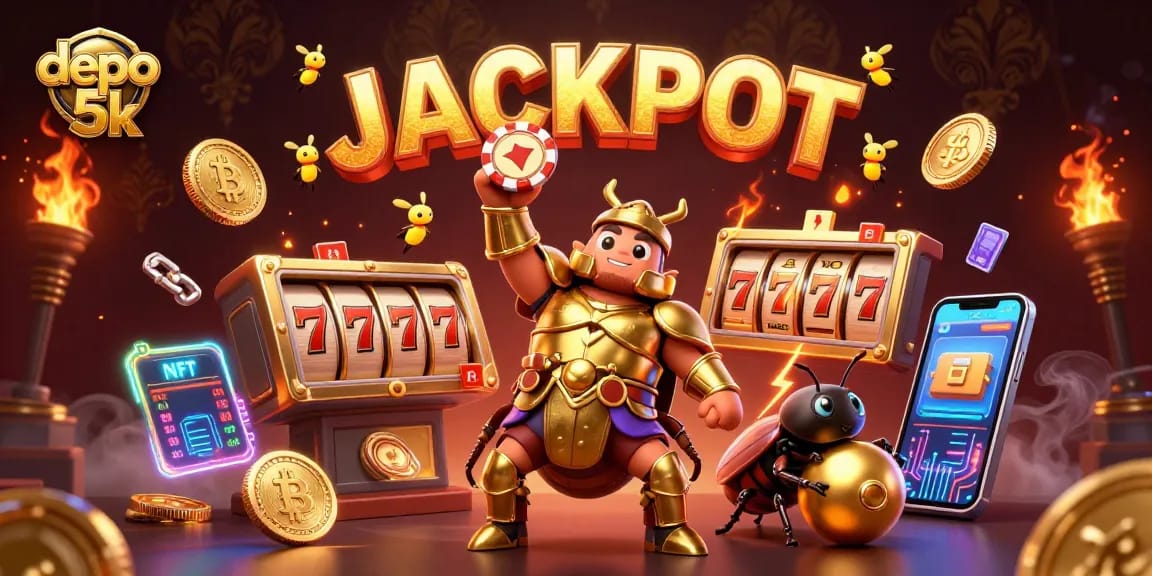 Spin jackpot wins at depo 5k with exciting slots and vibrant graphics.