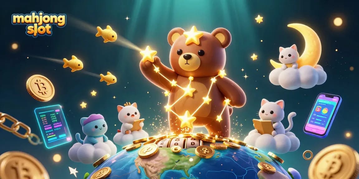 Spin the mahjong slot reels to win exciting prizes with animated cartoon characters.