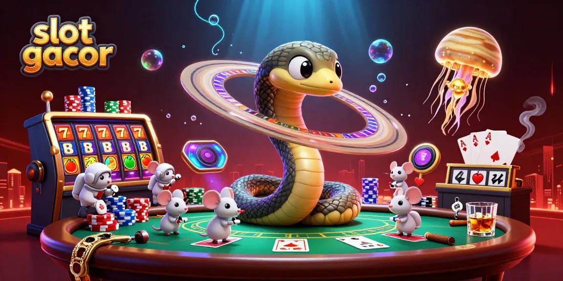 Experience the thrill of slot gacor as players interact with a vibrant 3D casino scene.