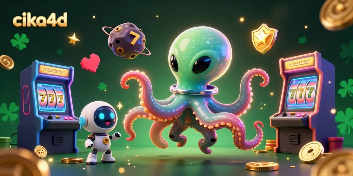Experience thrilling gameplay at cika4d with an alien octopus leading vibrant slot adventures.