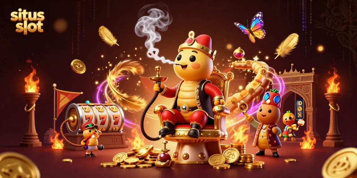 Experience excitement at situs slot with a vibrant setting featuring a caterpillar master and slot elements.
