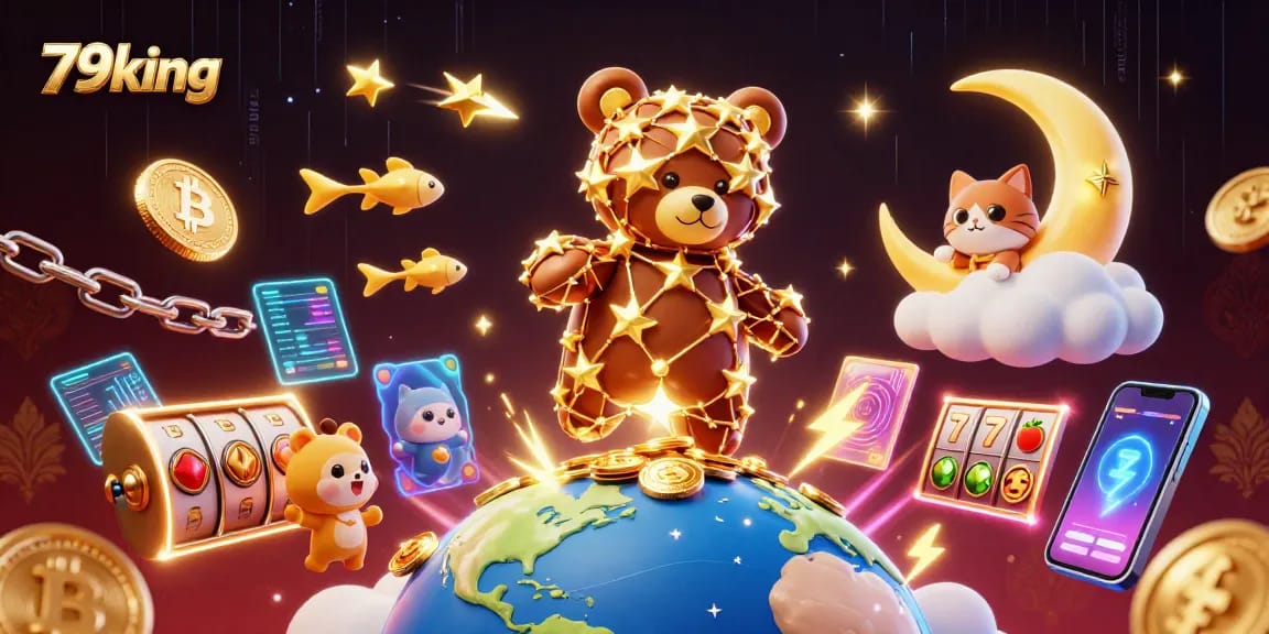Experience the magic of 79king as stars and coins collide in a vibrant casino universe.