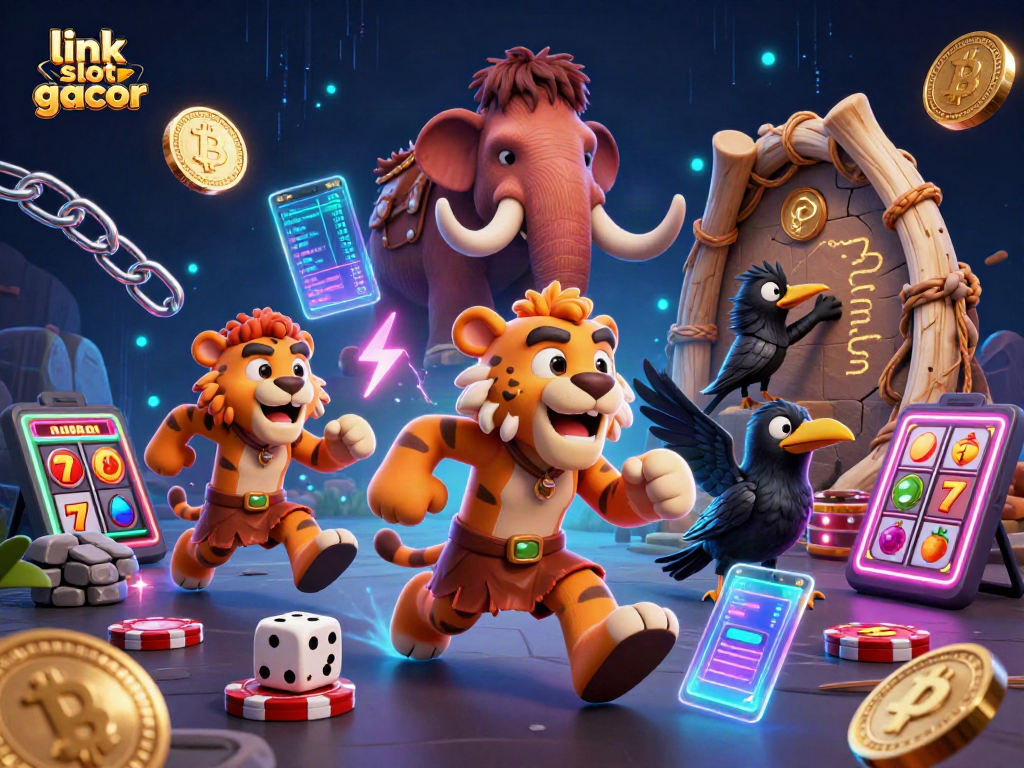 Join the fun with link slot gacor as cavemen and creatures spin historic slot reels.