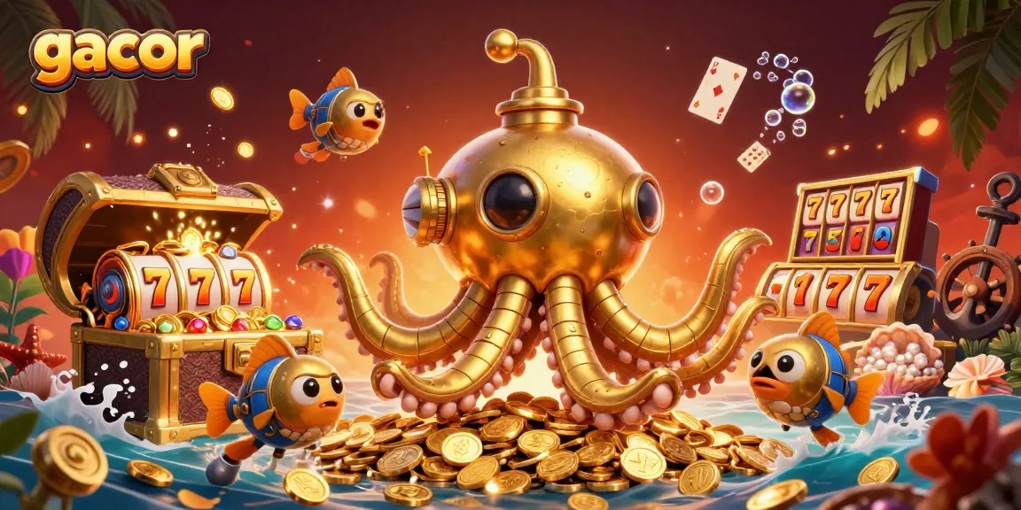 Spin for big wins with gacor slots in a vibrant underwater casino scene filled with treasures.