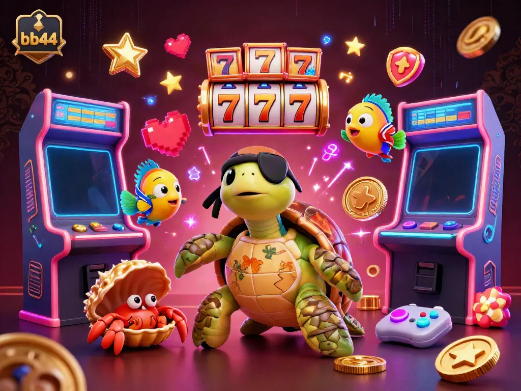 Spin and win with bb44 in this vibrant casino scene featuring treasure-hunting sea creatures.