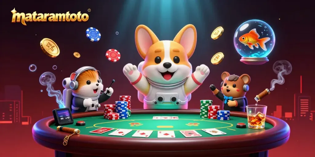 Experience thrilling gaming at Mataramtoto with floating chips and vibrant casino action.