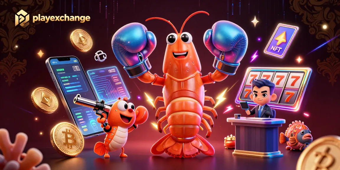 Engage with playexchange amidst Bitcoin and Ethereum coins and vibrant slot elements in a dynamic casino scene.