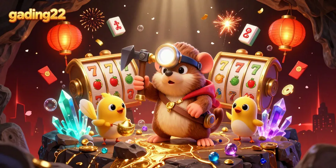 Engage with gading22 by discovering treasures in this vibrant 3D casino-themed illustration.