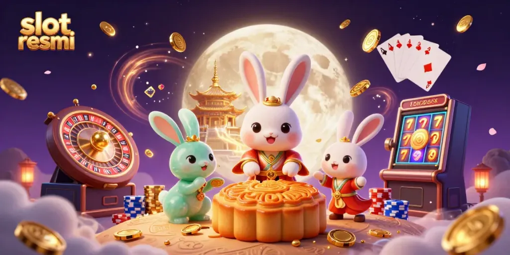 Permainan slot resmi dengan kelinci bulan dan koin emas yang mengalir.