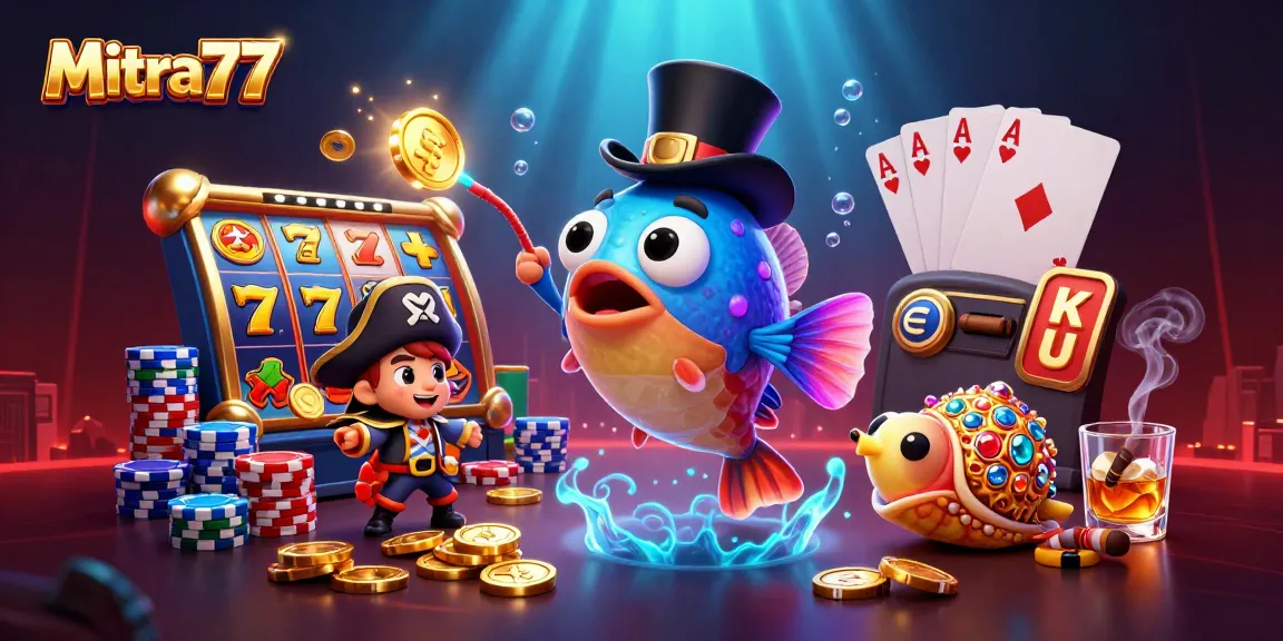 Mitra77 menarik koin emas dengan animasi cetar, diiringi karakter unik dan simbol slot yang menggembirakan.