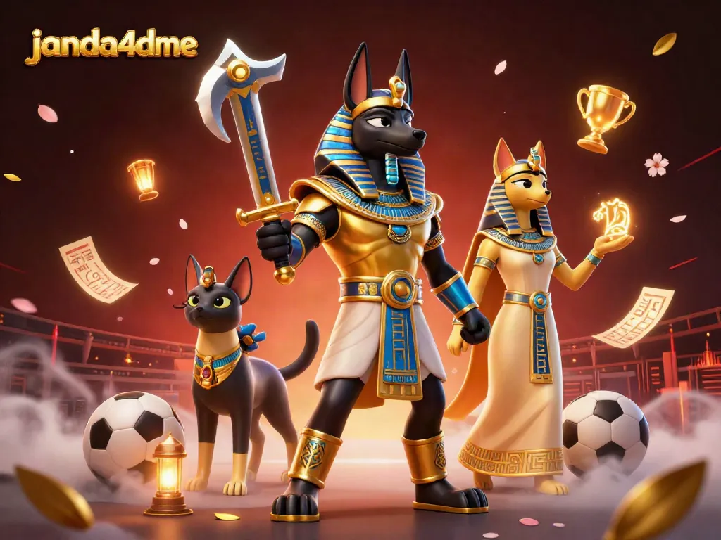 janda4dme menghadirkan Anubis dan Bastet dalam ilustrasi taruhan olahraga yang menarik.