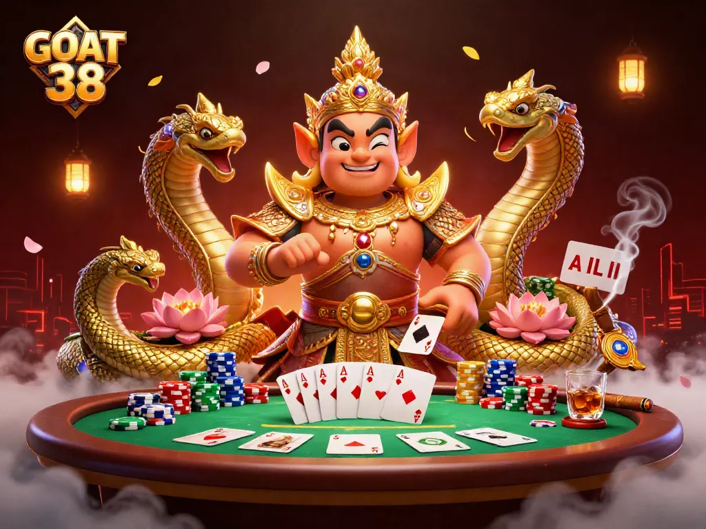 Experience GOAT 38 poker action with vibrant characters, dramatic scenes, and engaging gameplay elements.