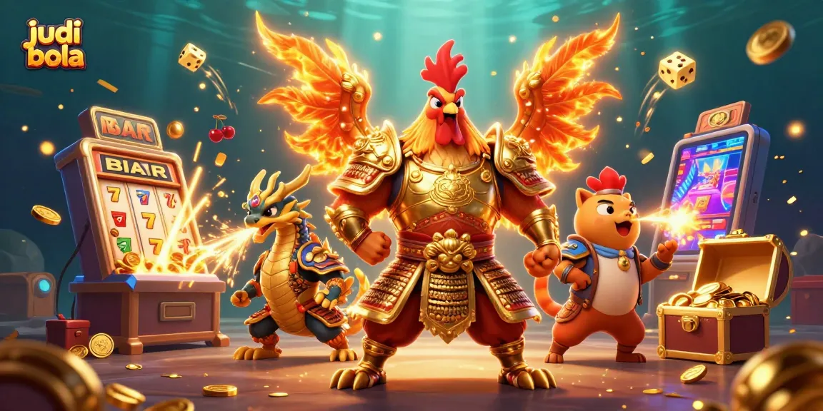 Engaging scene of judi bola showcasing a warrior and dragon amidst jackpot thrills.