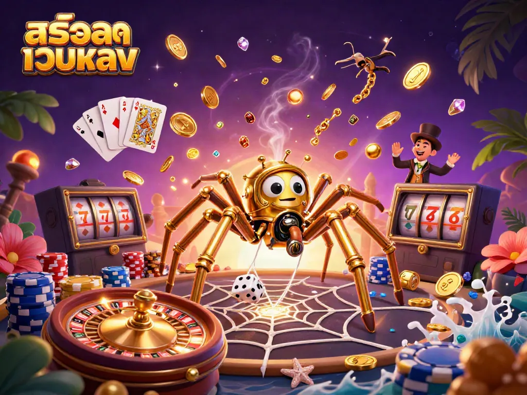 Engage with สล็อตเว็บตรง through a vibrant 3D steampunk-themed casino scene featuring dynamic elements.