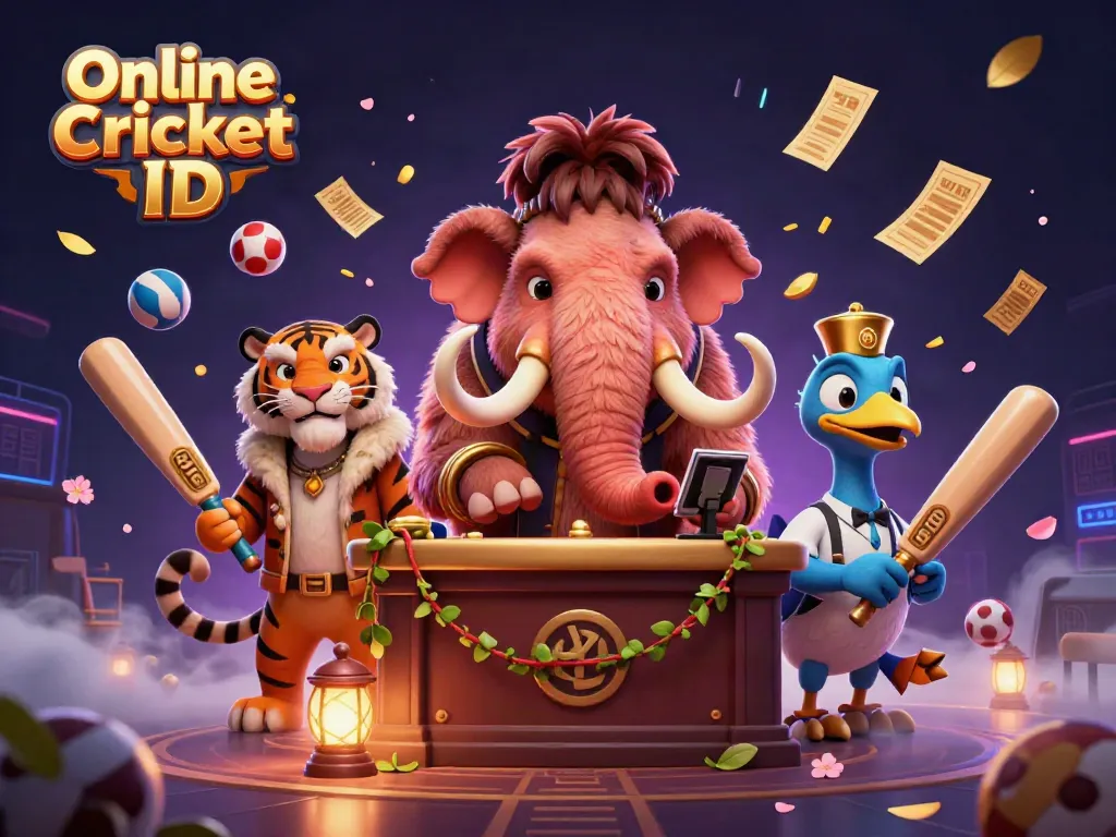 Engage in cricket betting with a verified Online Cricket ID through our vibrant casino scene featuring energetic characters.