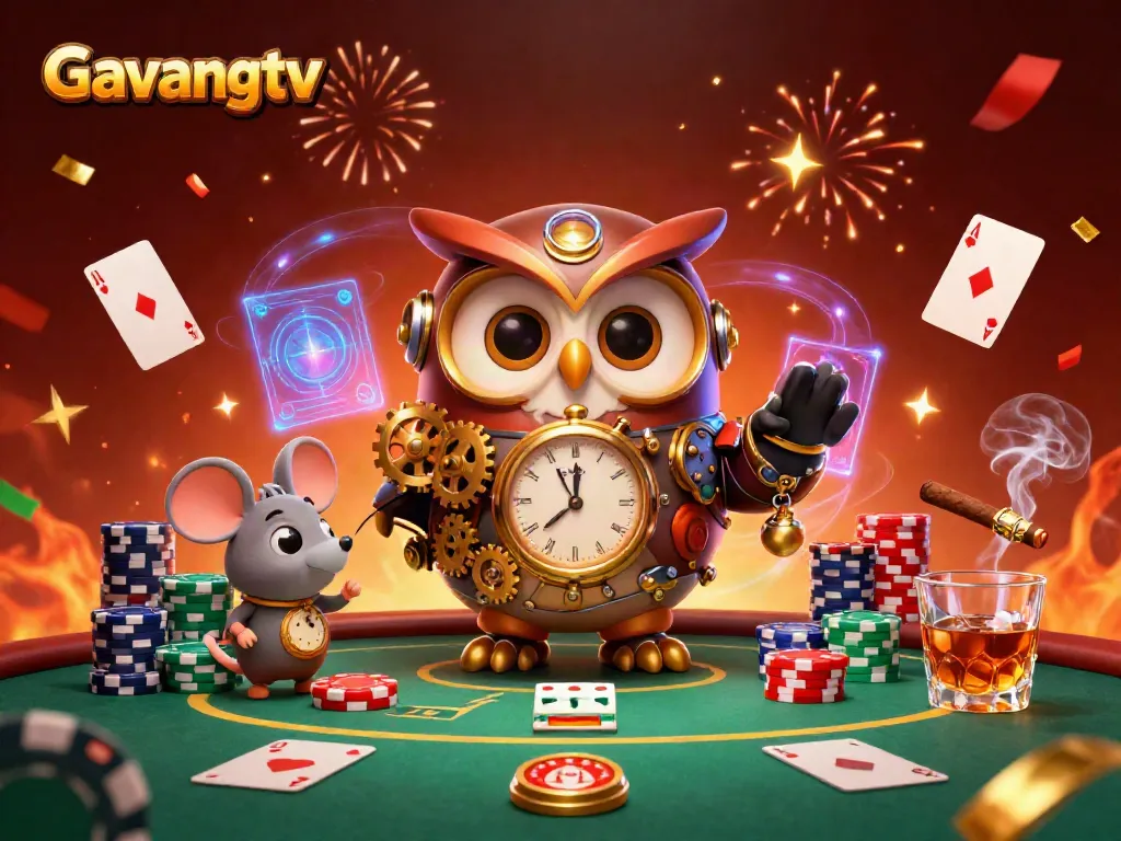 Experience high-stakes action with Gavangtv, a vibrant scene of gaming energy featuring poker elements.