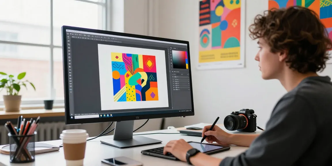 Creative designer illustrating NSFW-themed digital art in an urban studio.