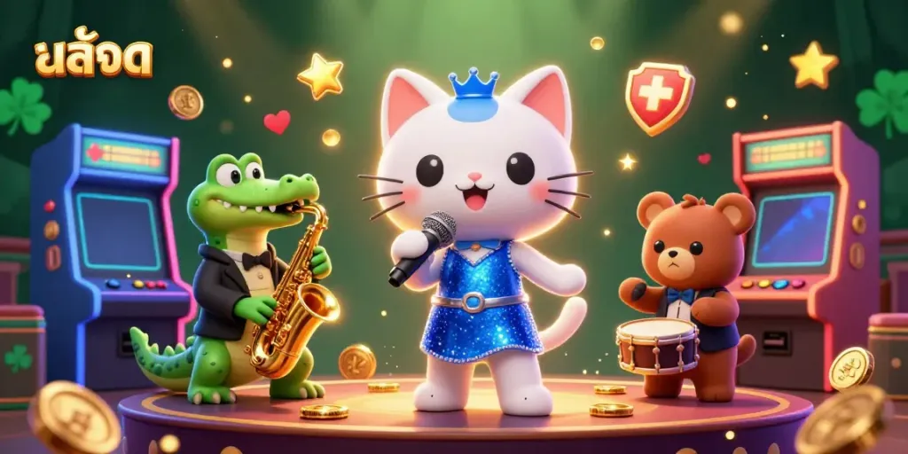 Engage with exciting สล็อต entertainment featuring lively characters in a casino blended with gaming elements.