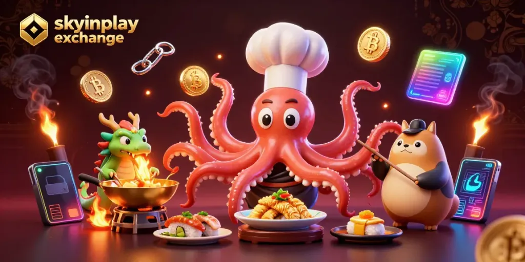 Experience the excitement of skyinplay exchange with a vibrant casino scene featuring a dynamic octopus chef and engaging gameplay.