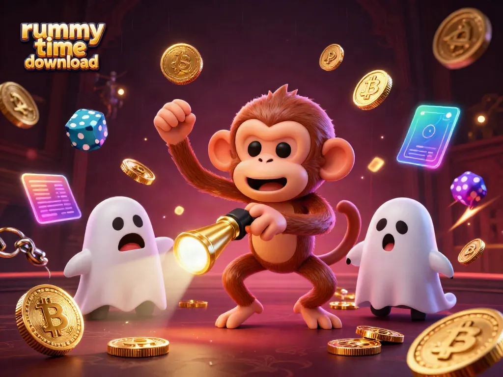 Engaging scene showcasing rummy time download with a poltergeist monkey juggling casino elements