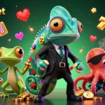 Play exciting games and explore rejekibet with 3D characters amidst vibrant casino elements and Jackpots.