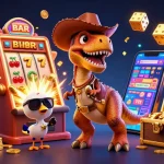 Experience excitement with dash88 as cartoon characters celebrate a jackpot in vivid casino action.