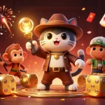 Explore the colorful world of atas as a cat archaeologist discovers treasure amidst festive decorations.