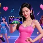 Experience thrilling live dealer gaming with topjitu in a vibrant, visually-rich illustration featuring modern casino elements.