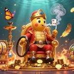 Menangkan slot dengan simbol poker dan koin emas dalam ilustrasi kasino