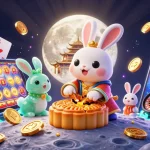 Engage with SV88 as the moon rabbit crafts fortunes in an exciting lunar casino setting with vibrant gambling elements.