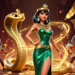 Experience Fairplay with a dazzling casino scene featuring a glamorous woman and golden cobra, rich in detail.