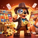 Experience the excitement of slot gacor hari ini with treasure-hunting characters and casino elements.