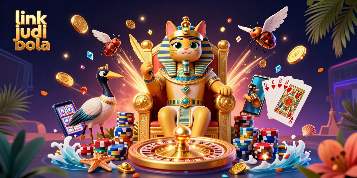 Engage with link judi bola in this vibrant 3D casino illustration showcasing winning gaming elements.