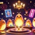 Play games at nhacaiuytin88 with vibrant glowworms glowing in a casino.