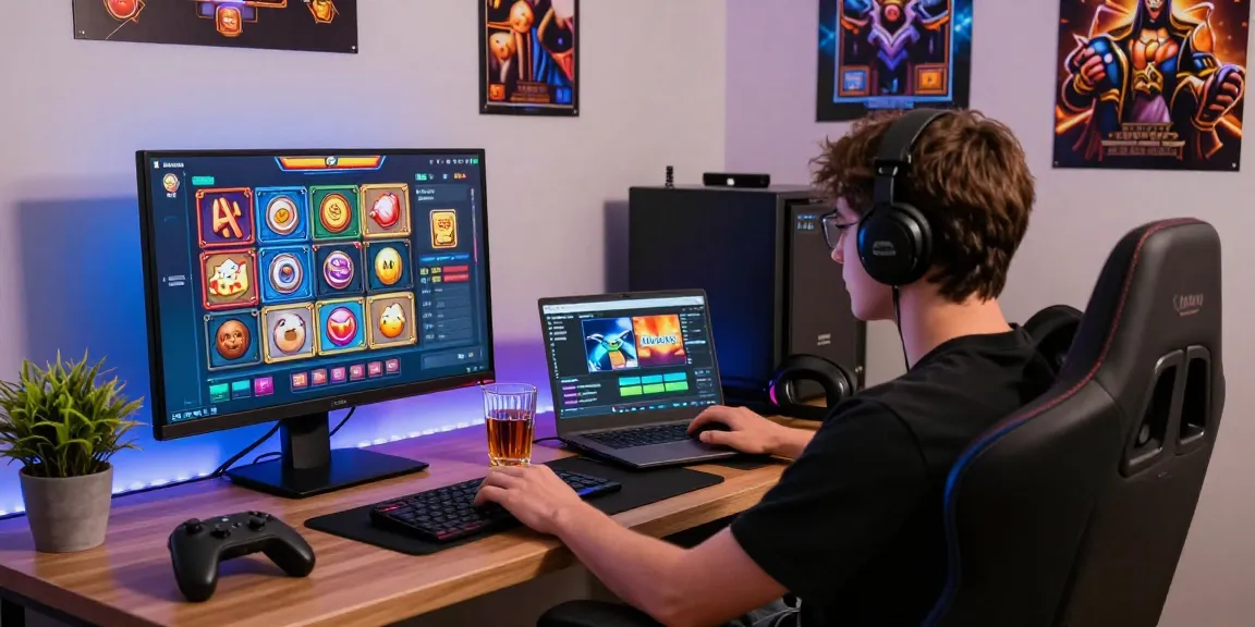 Pengguna menikmati pengalaman bermain slot online cipung138 dalam suasana nyaman dengan pencahayaan menarik.
