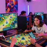 Engaged players in vibrant gaming scene showcasing Jai Club online gaming platform.