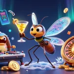Spin slots with a vibrant casino mascot and dynamic elements in a captivating scene.
