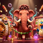 Engaging illustration featuring 纸飞机官网's festive casino atmosphere with lively characters, slot machines, and fireworks.