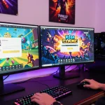Raja Game login display on a vibrant gaming setup with colorful interfaces and an exciting atmosphere.