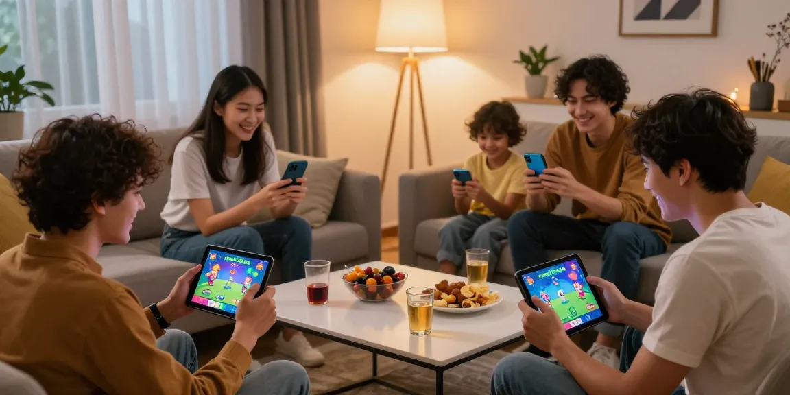 Teen Patti Gold 2026 gaming night with friends, vibrant screens and snacks.