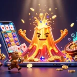 Putaran slot yang menggairahkan dengan letusan gunung berapi emas dan harta karun di sekitarnya