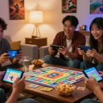 Friends playing Card Rummy as a free to play game in a cozy living room.