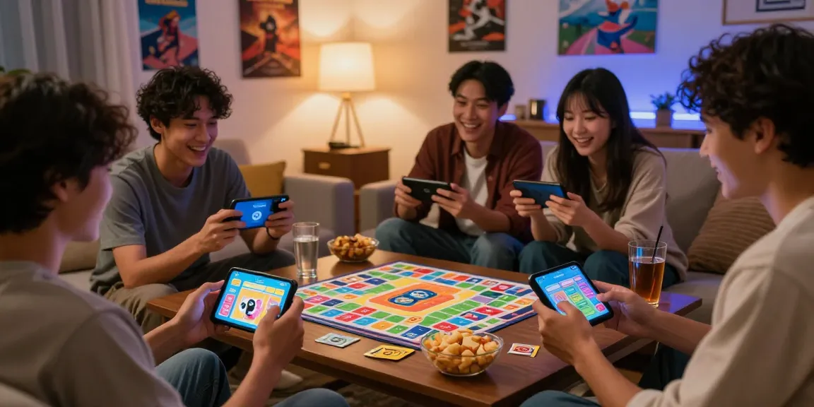 Friends playing Card Rummy as a free to play game in a cozy living room.