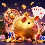 Vérifier coupon gratuit avec un sumo en or et un ninja, scène animée de casino