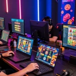 Engaged players enjoying online gaming at ngamenjitu with colorful slot game displays.