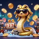 Menangkan slot dengan karakter Medusa dan mouse pahlawan dalam ilustrasi kasino yang penuh warna.